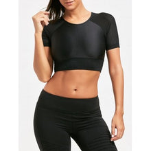 Ladies Sports Mesh Insert Raglan Crop T-shirt