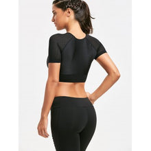 Ladies Sports Mesh Insert Raglan Crop T-shirt