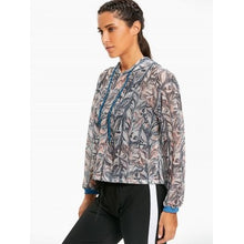Sports Printed Cutout Crop Hoodie