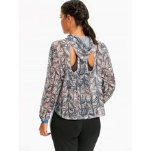Sports Printed Cutout Crop Hoodie