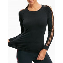 Sports Round Neck Cutout Sleeve Top