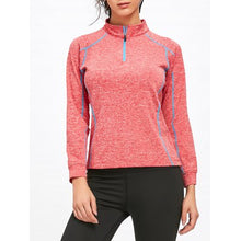 Contrast High Neck Half Zip Sports T-shirt