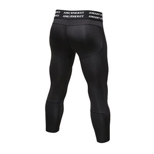 Men Gym Compression Sports Tights Running Quick Dry Fitness Cropped Pants
