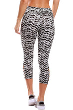 Light Monochrome Print Crisscross Detail Leggings
