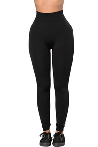 Solid Black High Waist Sports Leggings