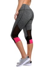 Rosy Patch Mesh Accent Black Active Capri Leggings