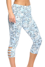 Light Blue Print Crisscross Detail Leggings