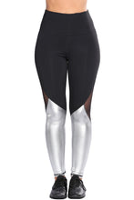 Silver Metallic Bottom Detail Active Stretch Leggings