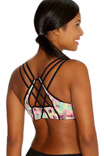 Multicolor Ethnic Print Sport Bra with Black Straps