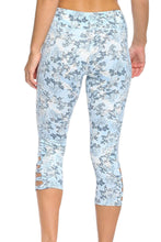 Light Blue Print Crisscross Detail Leggings