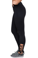 Black Lace Up Detail Stretch Work Out Leggings