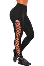 Black Lace up Gym Leggings